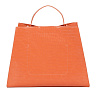 Оранжевая сумка тоут из экокожи с тиснением под рептилию