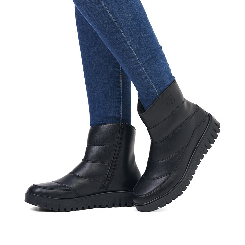 Черные дутики из экокожи Rieker