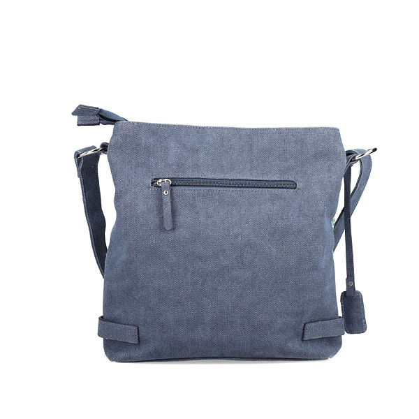 Синяя сумка мешок из текстиля и экокожи