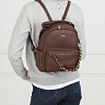 Коричневый рюкзак из экокожи с наружным карманом на молнии с декором цепь