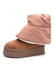 Коричневые зимние полусапоги из велюра