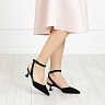 Черные открытые туфли с ремешком вокруг щиколотки из велюра на подкладке из натуральной кожи на талированном каблуке