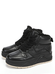 Черные зимние зимние кеды из кожи