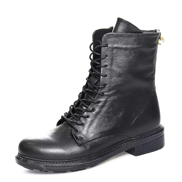 черные высокие ботинки из кожи на подкладки из текстиля на утолщеннойподошве SI067_12_01_KY - купить в интернет-магазине ➦Respect
