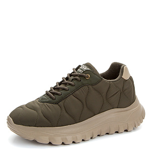 Утепленные кроссовки из текстиля  и экокожи цвета хаки
