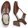Коричневые открытые туфли из кожи с перфорацией на подкладке из экокожи