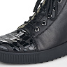 Черные ботинки из кожи на подкладке из натуральной шерсти на рифленной платформе