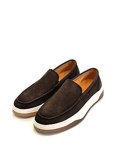 Коричневые слипоны из велюра