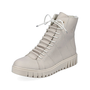 Ботинки молочного цвета из экокожи на шнурках-резинках