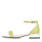 Желтые открытые туфли с закрытой пяткой из кожи на подкладке из натуральной кожи на белом квадратном каблуке