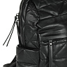 Черный рюкзак из стеганной экокожи с наружным карманом