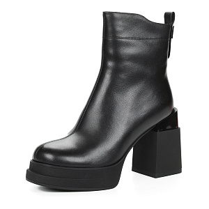 Черные зимние ботильоны из гладкой кожи