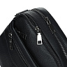 Черная сумка из кожи с наружным карманом на молнии