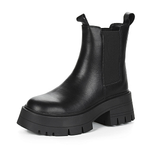 Черные утепленные челси из кожи