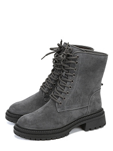 Серые зимние ботинки из велюра