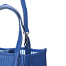Синяя сумка шоппер из комбинированных материалов с дополнительной ручкой и косметичкой