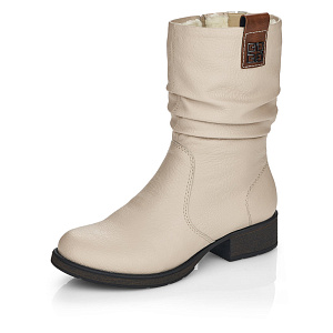 зимние полусапоги из экокожи молочного цвета