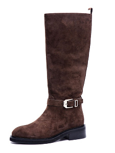 Коричневые зимние сапоги из велюра