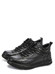 Черные зимние ботинки из кожи