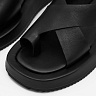 Черные сандалии из кожи на подкладке из натуральной кожи на утолщенной подошве