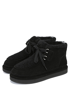 Черные зимние ботинки из велюра