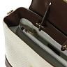 Бело-коричневый сумка рюкзак из натуральной кожи