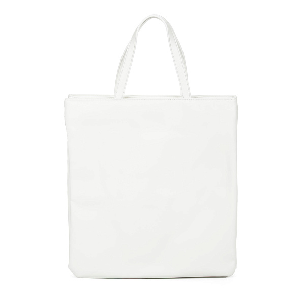 Белая сумка шоппер из экокожи с дополнительным ремнем