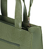 Зеленая сумка шоппер из экокожи с тиснением под рептилию и дополнительной ручкой