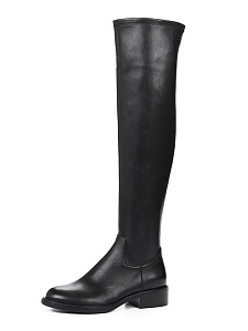 Черные ботфорты из гладкой кожи и стрейч-кожи