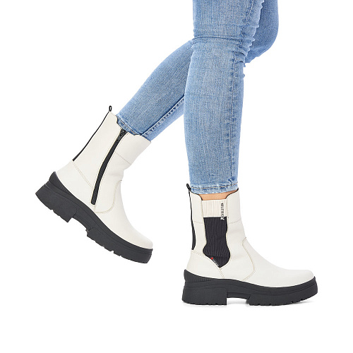 Белые ботинки челси из натуральной кожи с текстильным подкладом Rieker Evolution