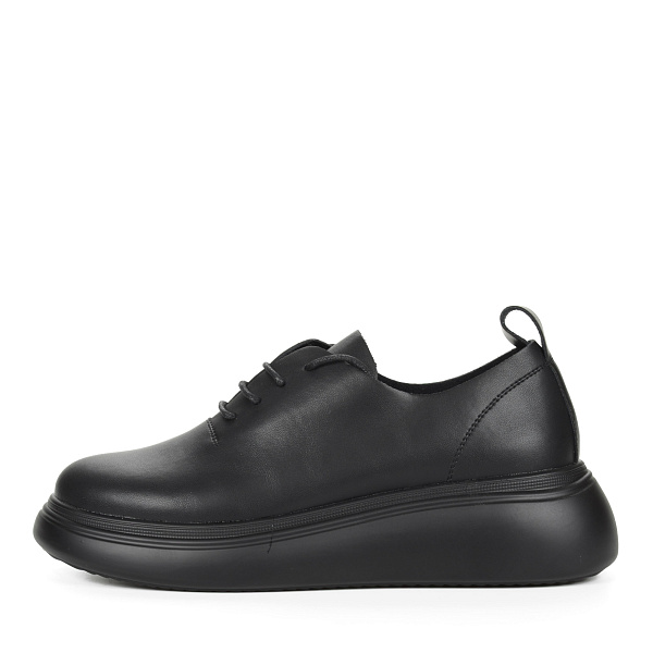 Черные закрытые туфли на шнурках из кожи на подкладке из экокожи на  утолщенной подошве