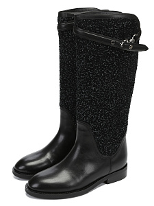 Черные зимние сапоги из велюра