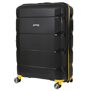 Чёрный вместительный чемодан из полипропилена