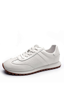 Кроссовки из кожи рисового цвета