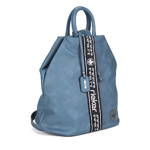 Голубая сумка-рюкзак из экокожи