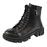 Черные ботинки на шнуровке из кожи на подкладке из натурального меха на тракторной подошве