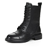 Черные высокие ботинки из кожи на подкладке из текстиля на квадратном каблуке