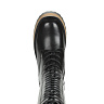 Черные сапоги на шнуровке из кожи на подкладке из комбинированных материалов на утолщенной контрастной подошве на устойчивом каблуке