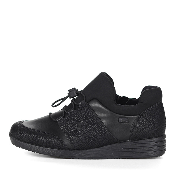 Черные закрытые туфли из комбинированных материалов