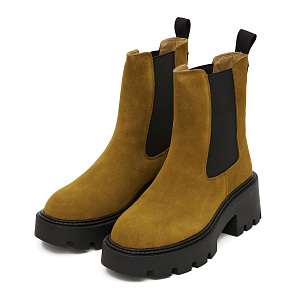 Светло-коричневые утепленные челси из гладкой кожи